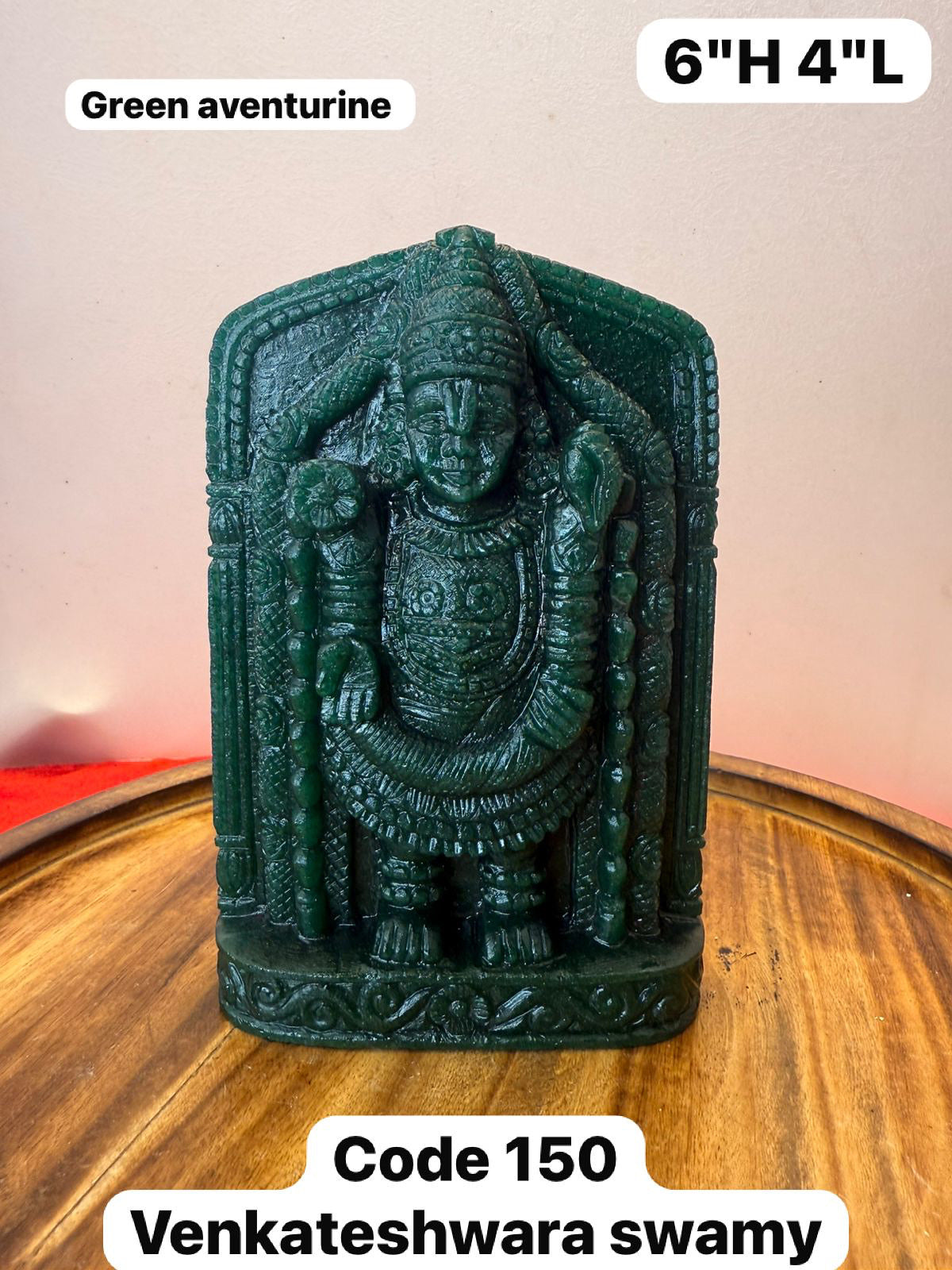 Green Aventurine Venkateshwara Swamy - Prasiddh Idols Presents Stone Art