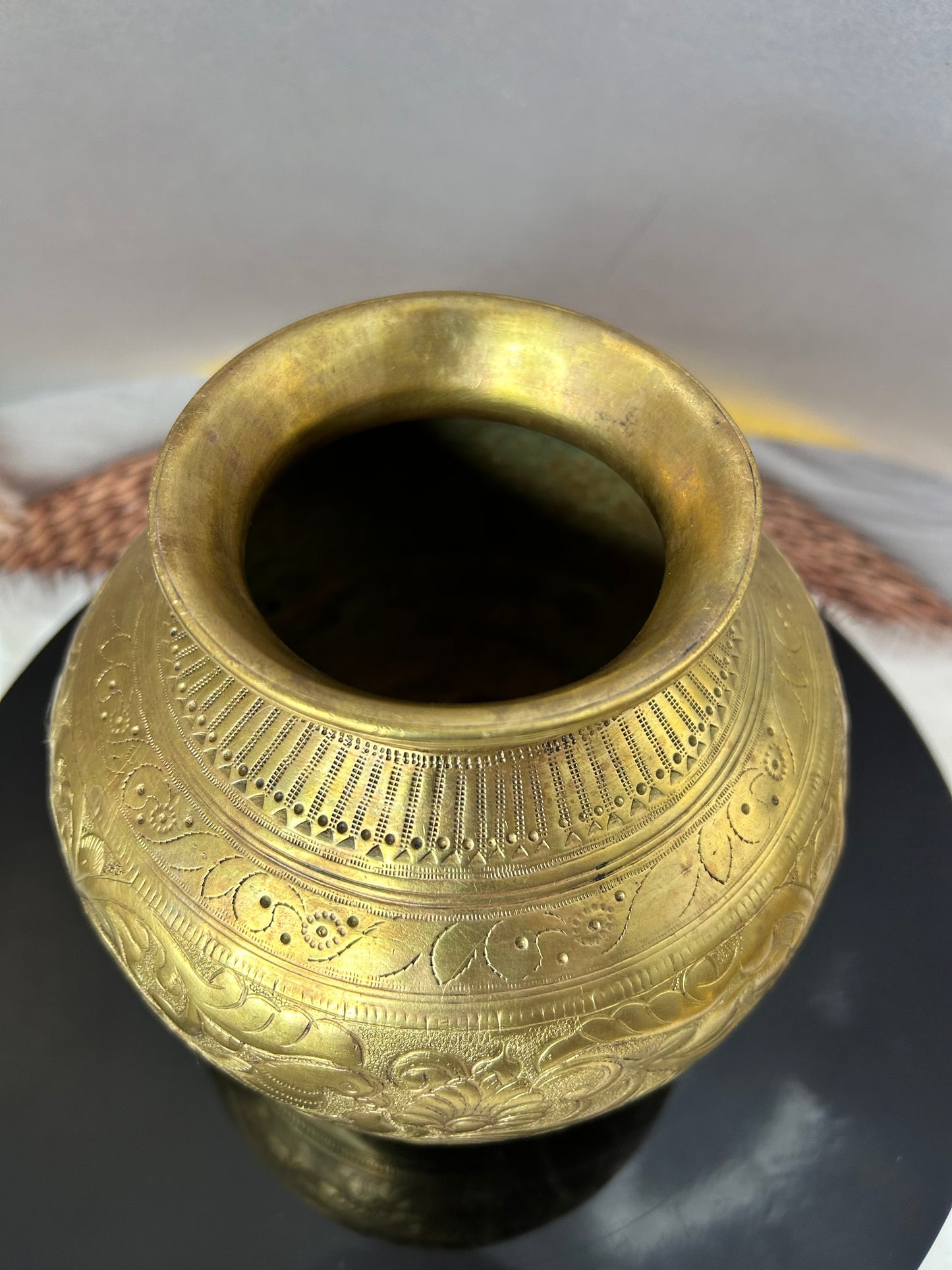 Vintage brass rare design pot