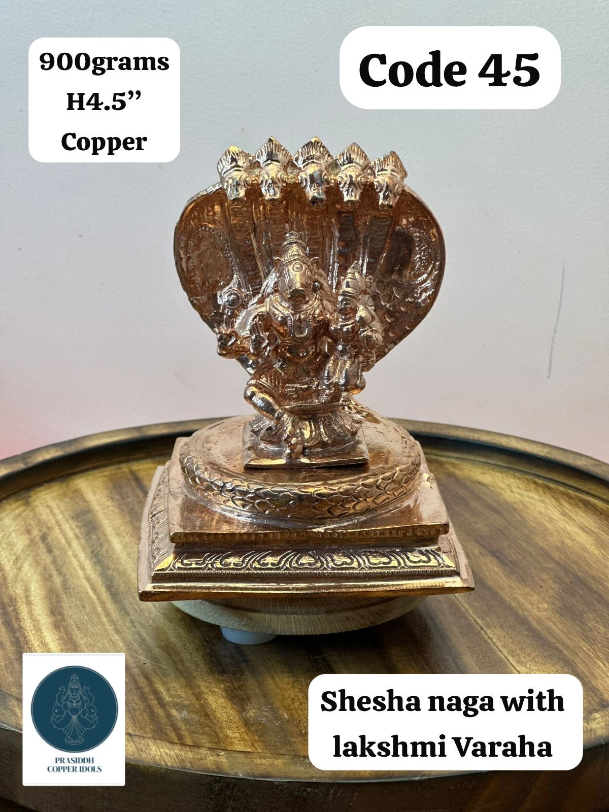 Shesha Naga With Lakshmi Varaha - Prasiddh Idols Presents Copper Idol