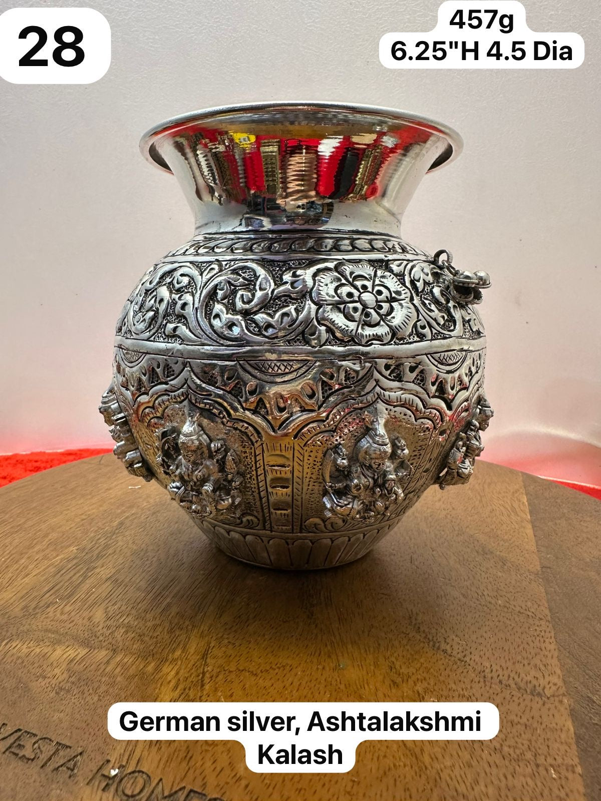German Silver Astalakshmi Kalasha - Prasiddh Idols Presents Kalasha
