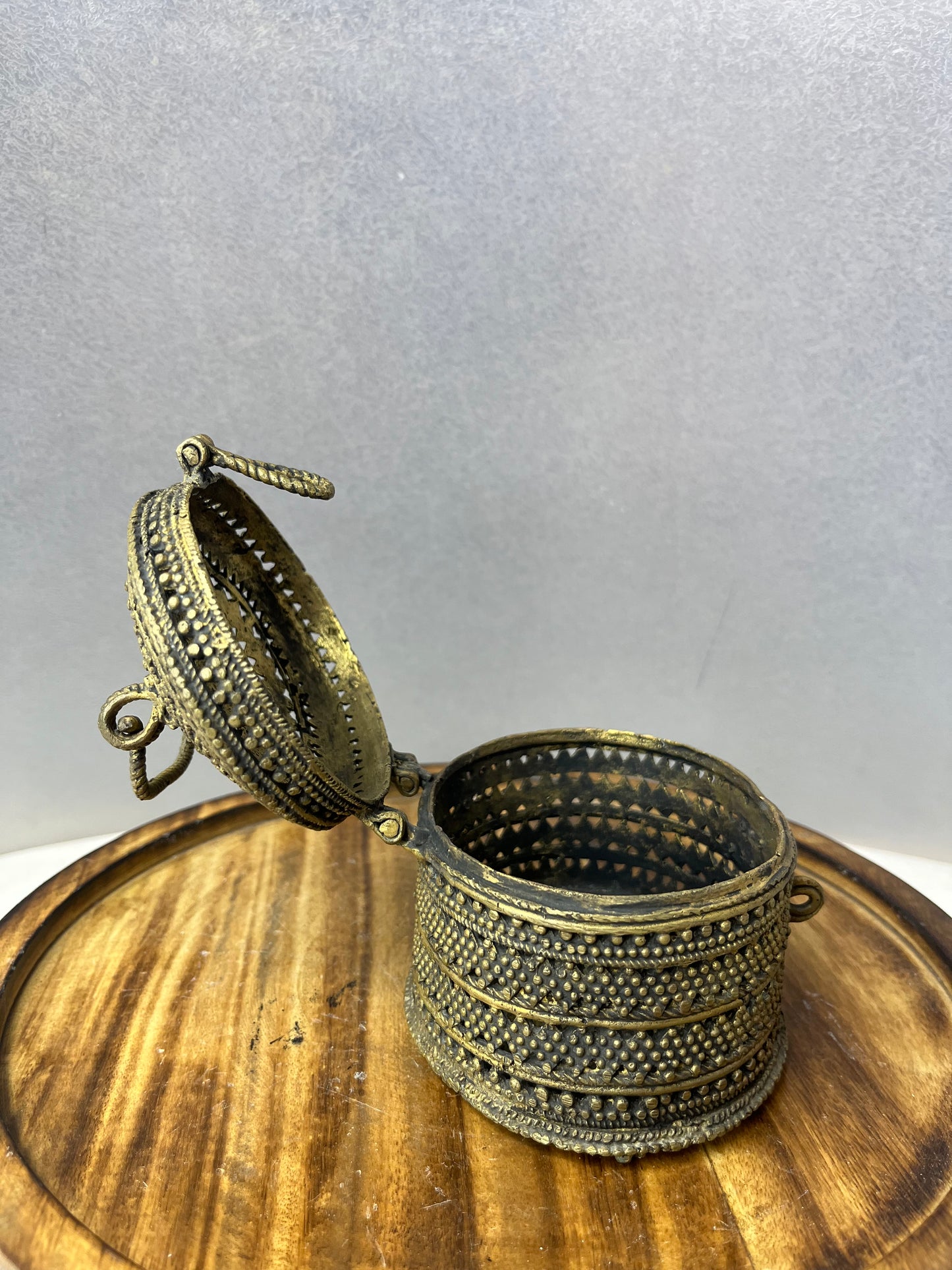 Vintage Rare Bronze cast jali box or Gowri Pettige or saligrama box