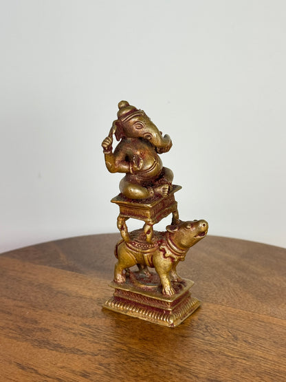Lord Ganesha on Mooshika Vahana - Museum replicated copper idol