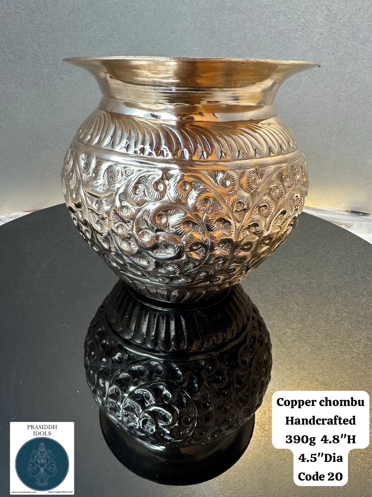 Copper Kalasa - Prasiddh idols presents handcrafted copper made hammered pot