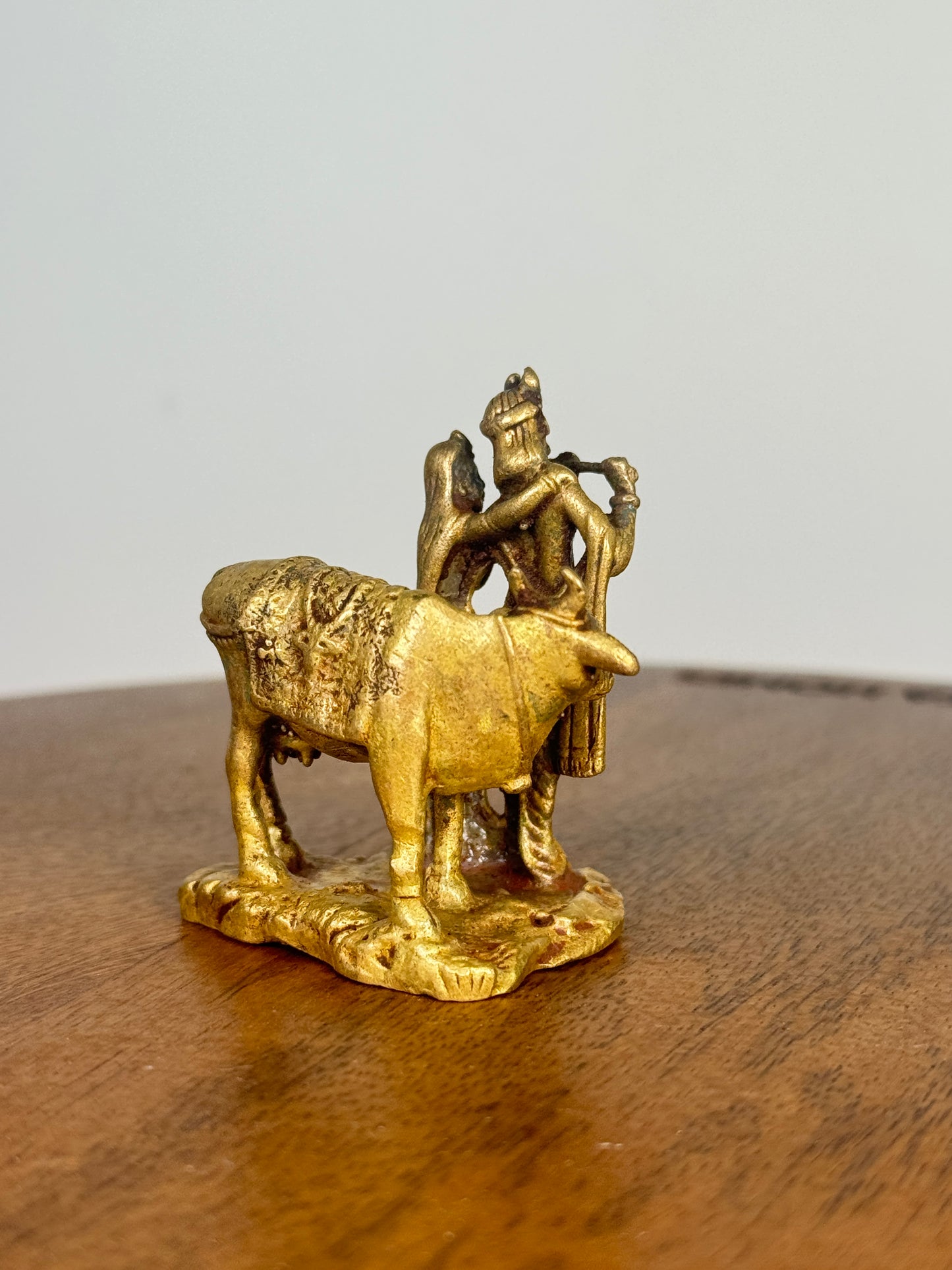 Radha Krishna idol with cow- Museum replicated Panchaloha idol