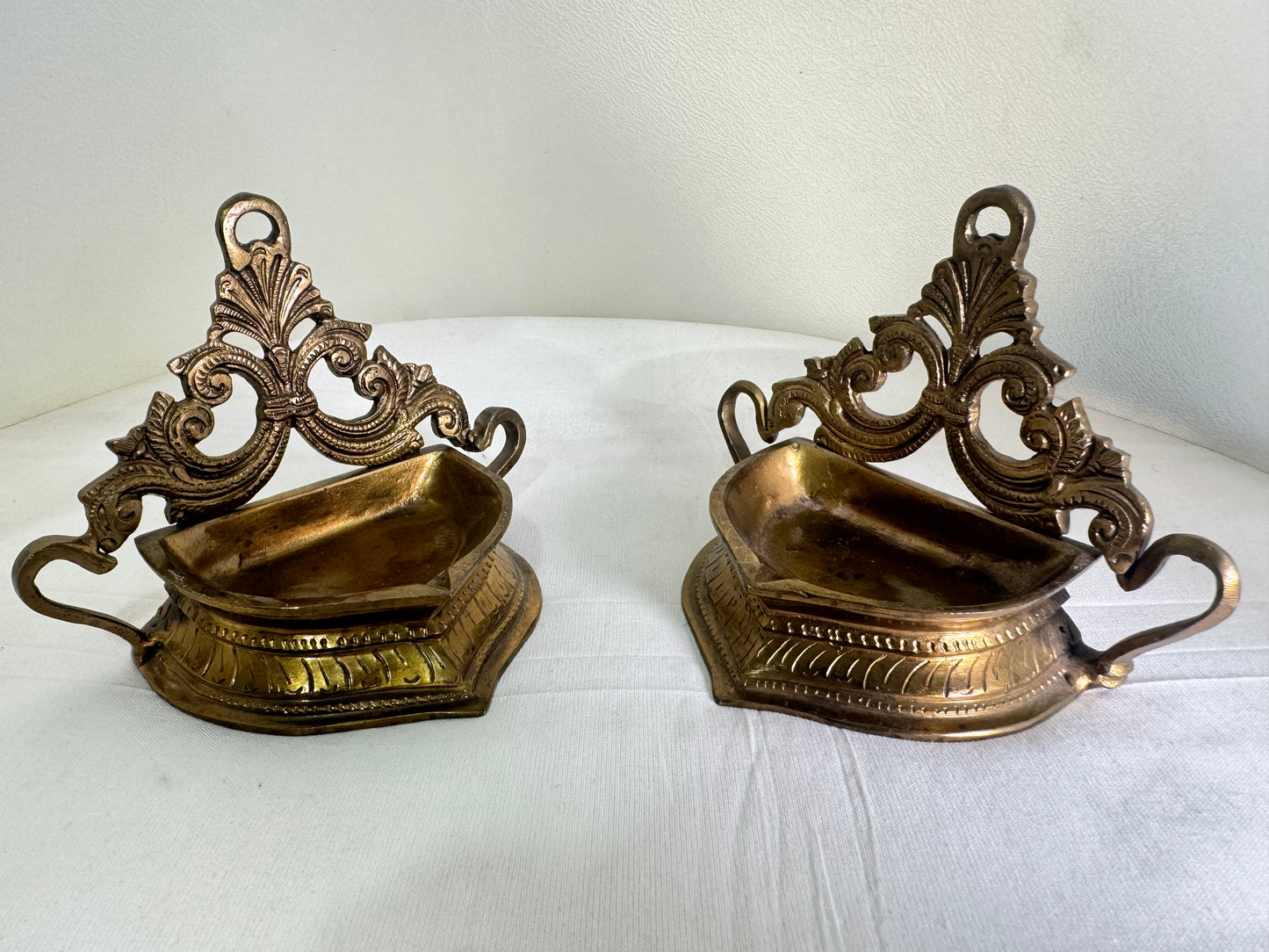 Leaf Lamp/Deepam/Lamp/ - Prasiddh Idols Presents Panchaloha lamp (Set of 2)