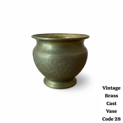 Vintage brass cast vase pot