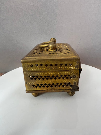 Vintage brass jali cut box