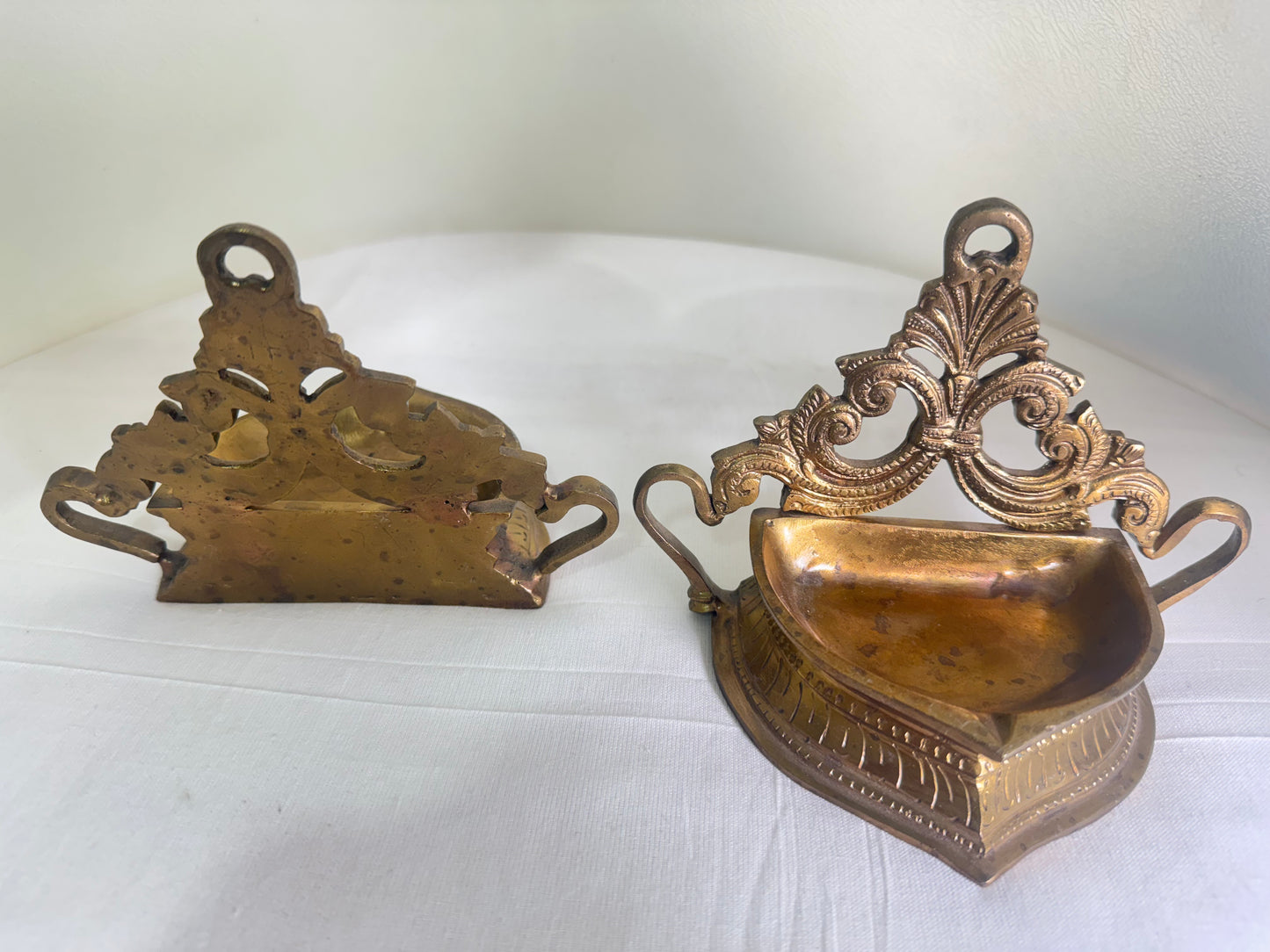 Leaf Lamp/Deepam/Lamp/ - Prasiddh Idols Presents Panchaloha lamp (Set of 2)