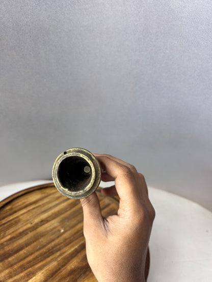 Vintage terracotta Brass and wood made smoking pipe