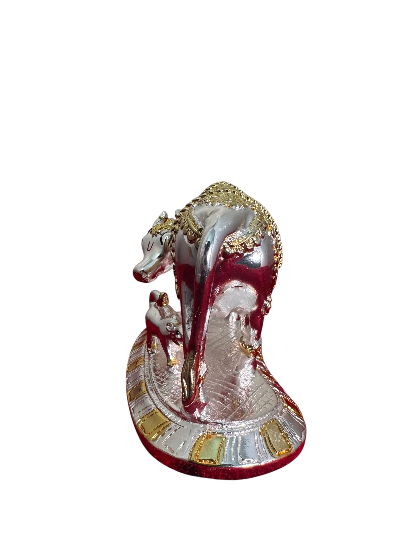Cow Calf Gaja Lakshmi - Prasiddh idols presents resin made silver polished idol
