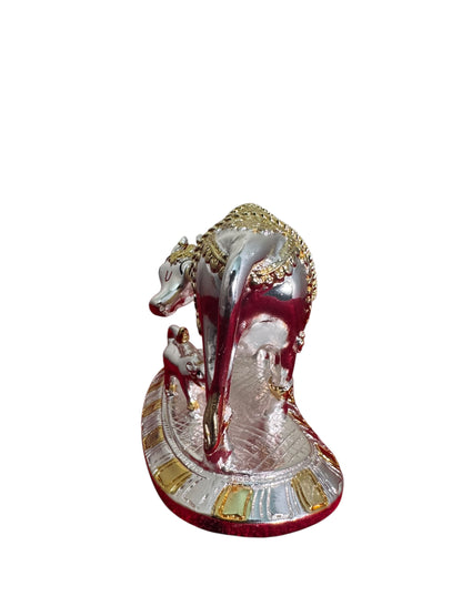 Cow Calf Gaja Lakshmi - Prasiddh idols presents resin made silver polished idol