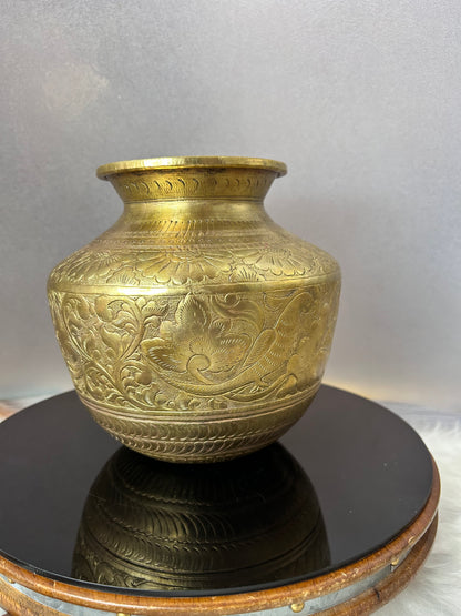 Vintage brass cast rare design pot