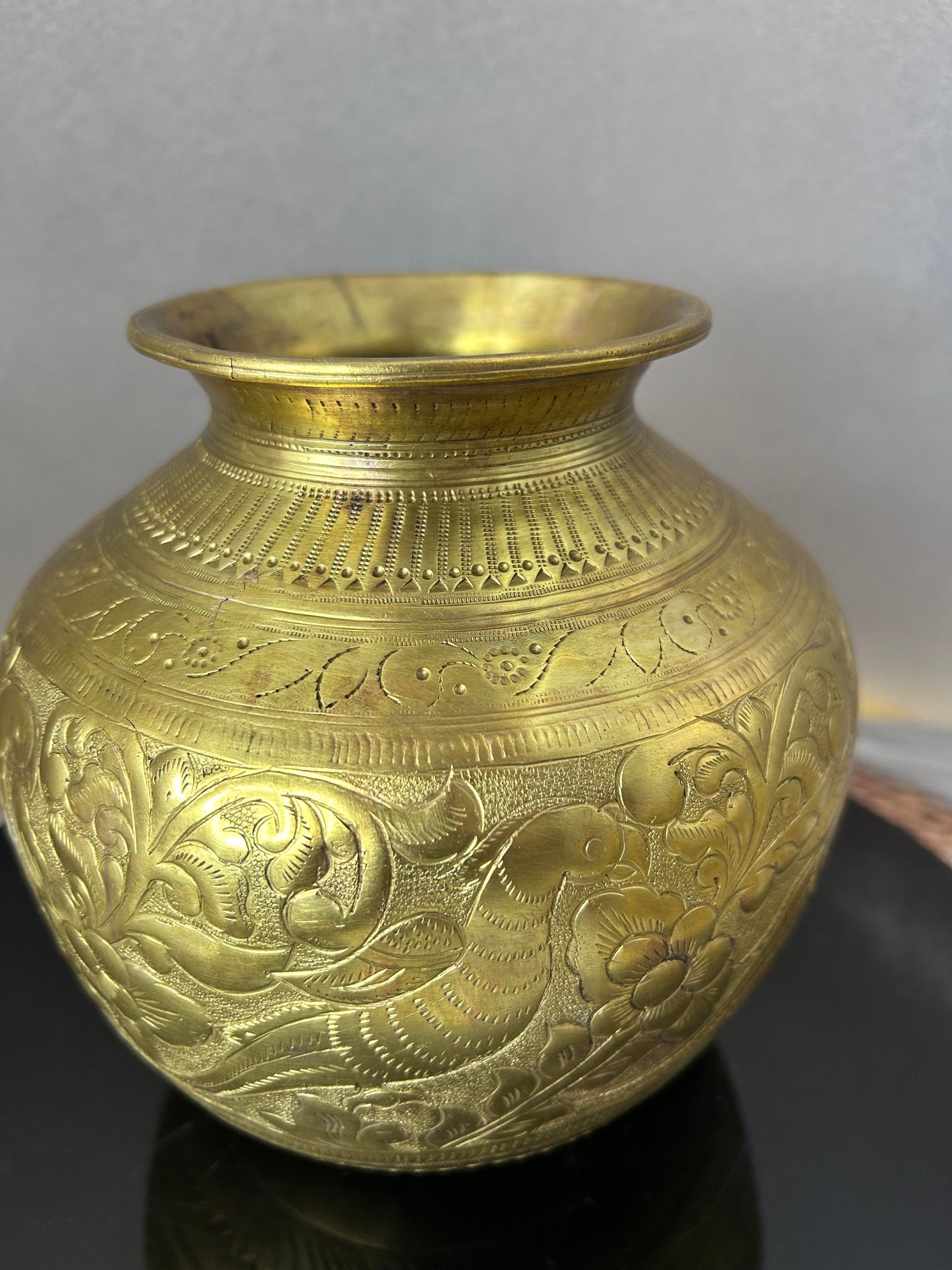 Vintage brass rare design pot