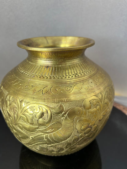 Vintage brass rare design pot