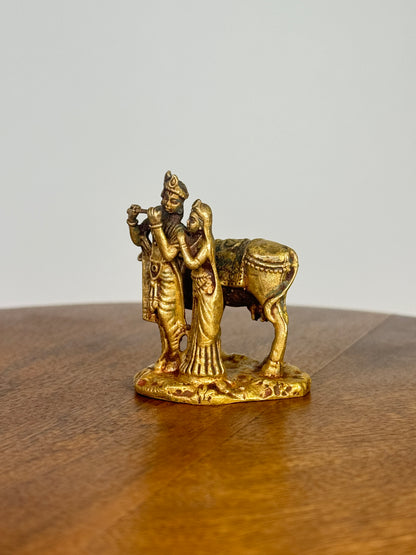 Radha Krishna idol with cow- Museum replicated Panchaloha idol