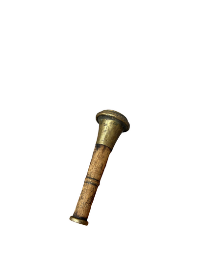 Vintage terracotta Brass and wood made smoking pipe