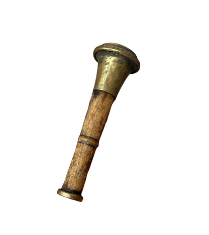 Vintage terracotta Brass and wood made smoking pipe