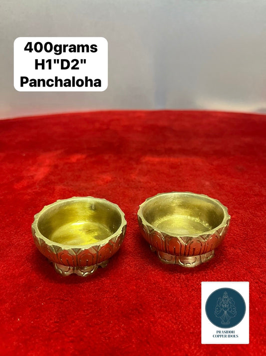 panchaloha handcrafted deepas / lamp / diya set of 2