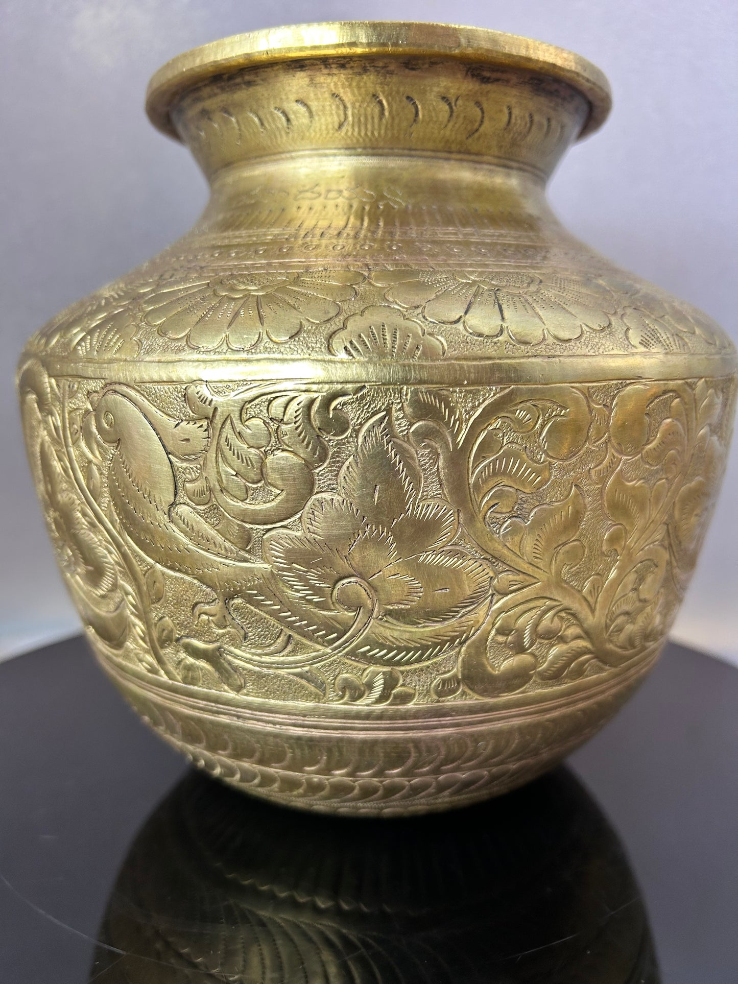 Vintage brass cast rare design pot
