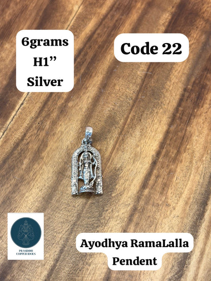 Ayodhya Ramalalla Pendent - Prasiddh Idols Presents Silver Pendent