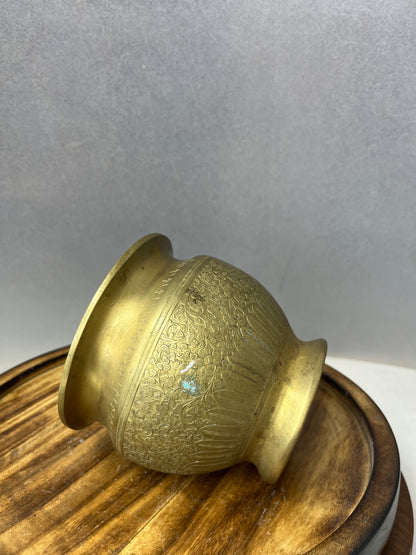 Vintage brass cast vase pot