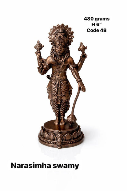 Standing Narasimha Swamy - Prasiddh idols presents Copper Made Polished idol