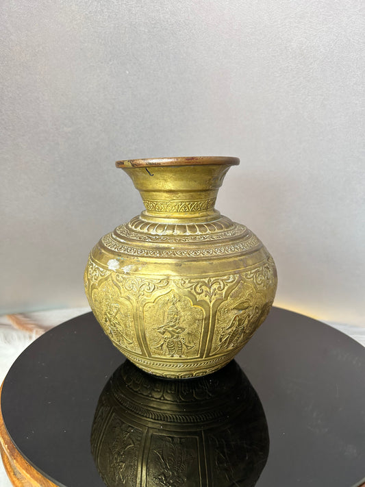 Vintage brass made dashavatara kalasa pot