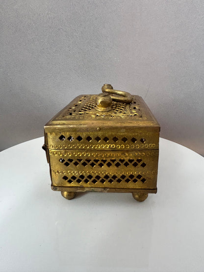 Vintage brass jali cut box