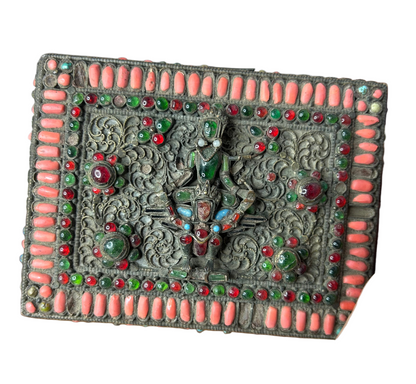 Vintage Brass made unique stones studded jewellery box