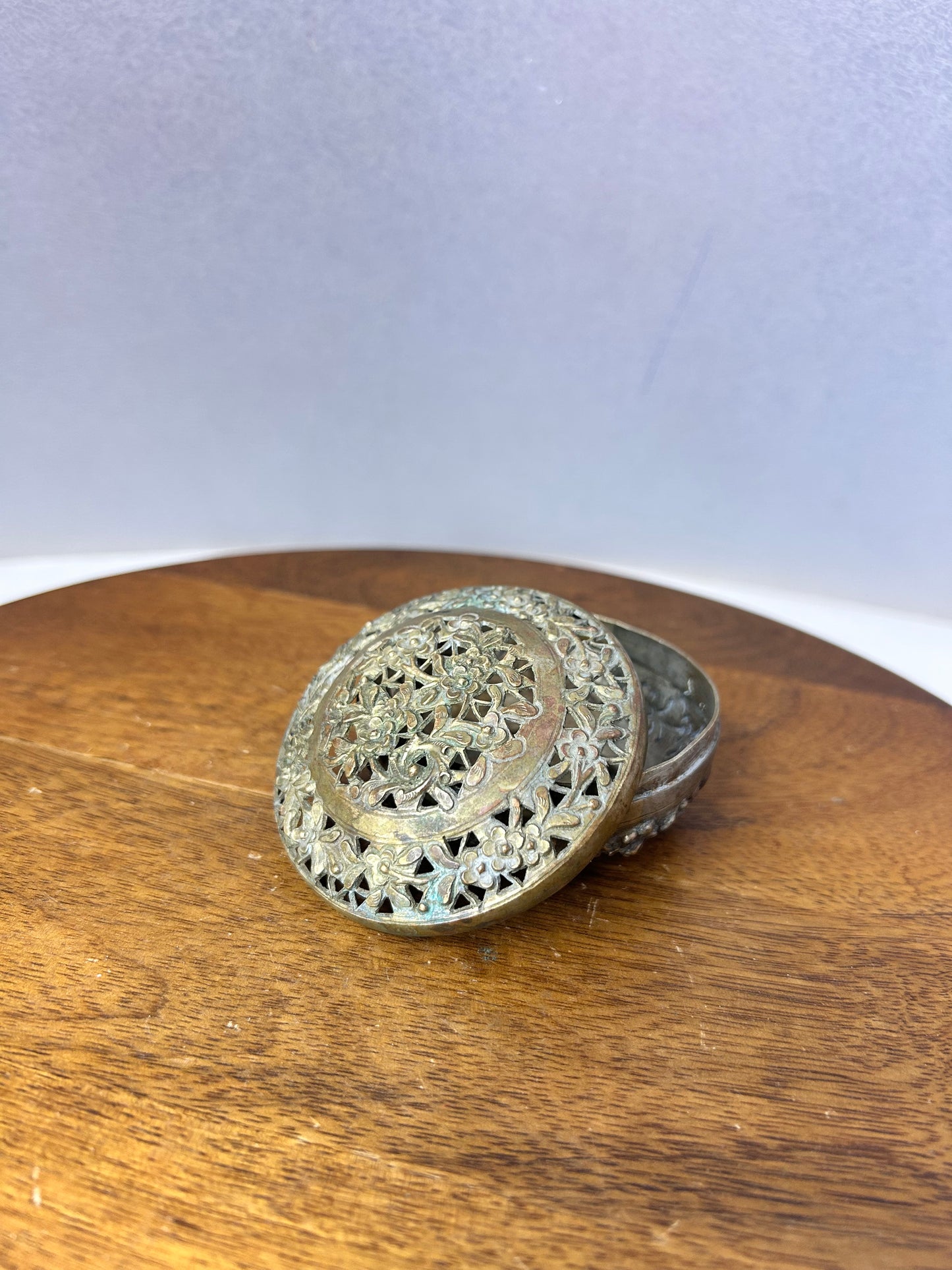 Brass made miniature jali cut jewellery box