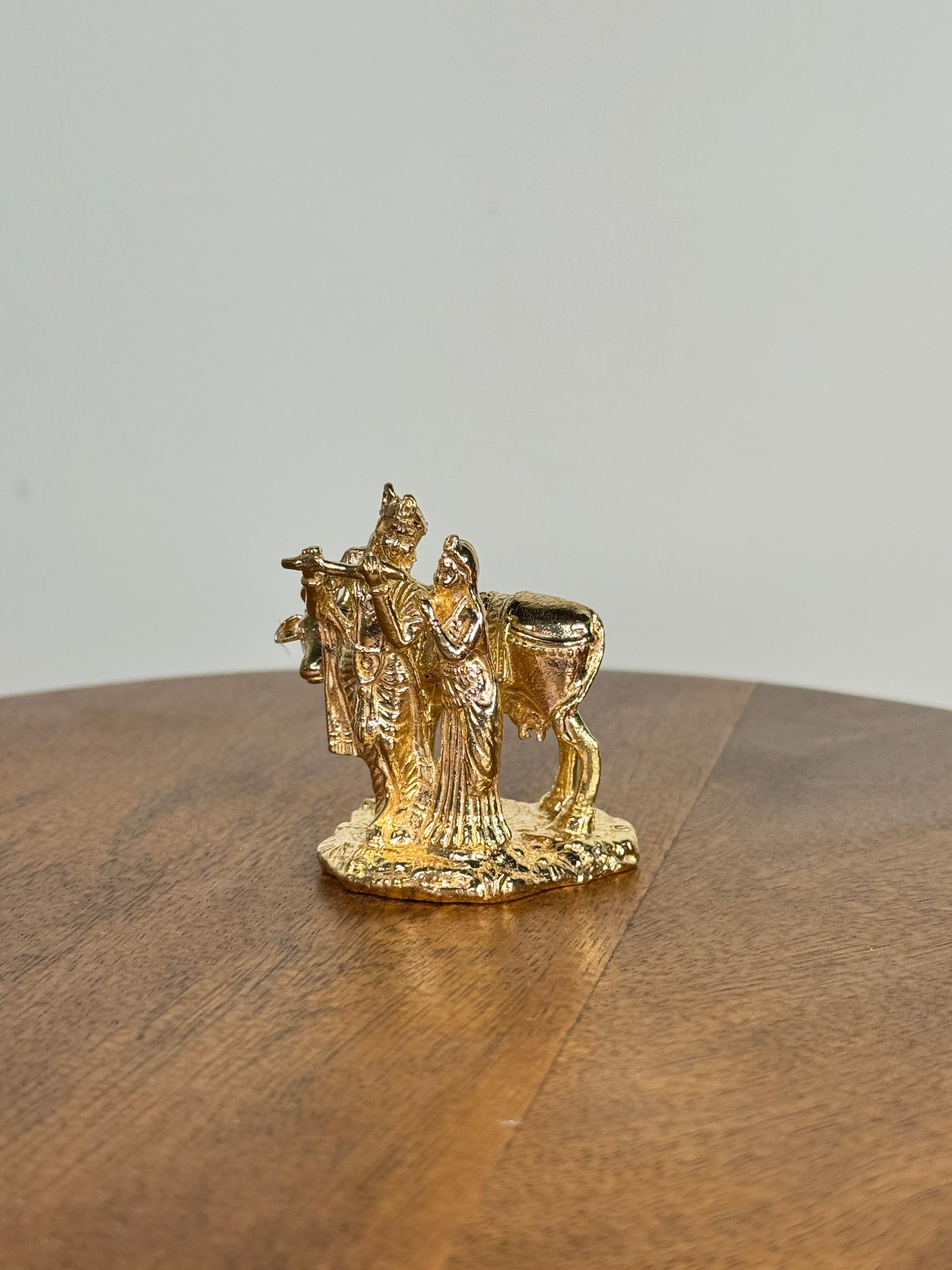 Radha Krishna idol with cow made of panchaloha