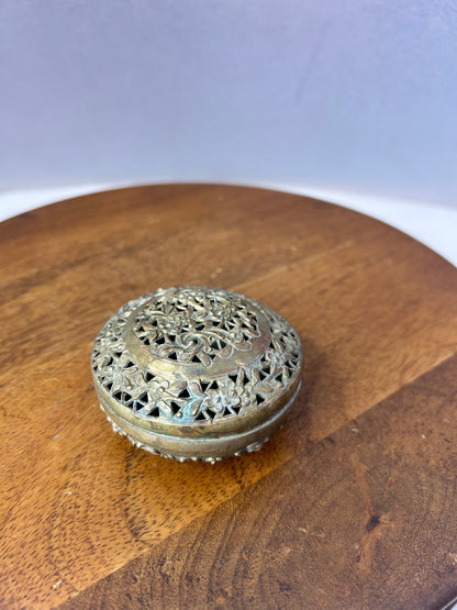 Brass made miniature jali cut jewellery box