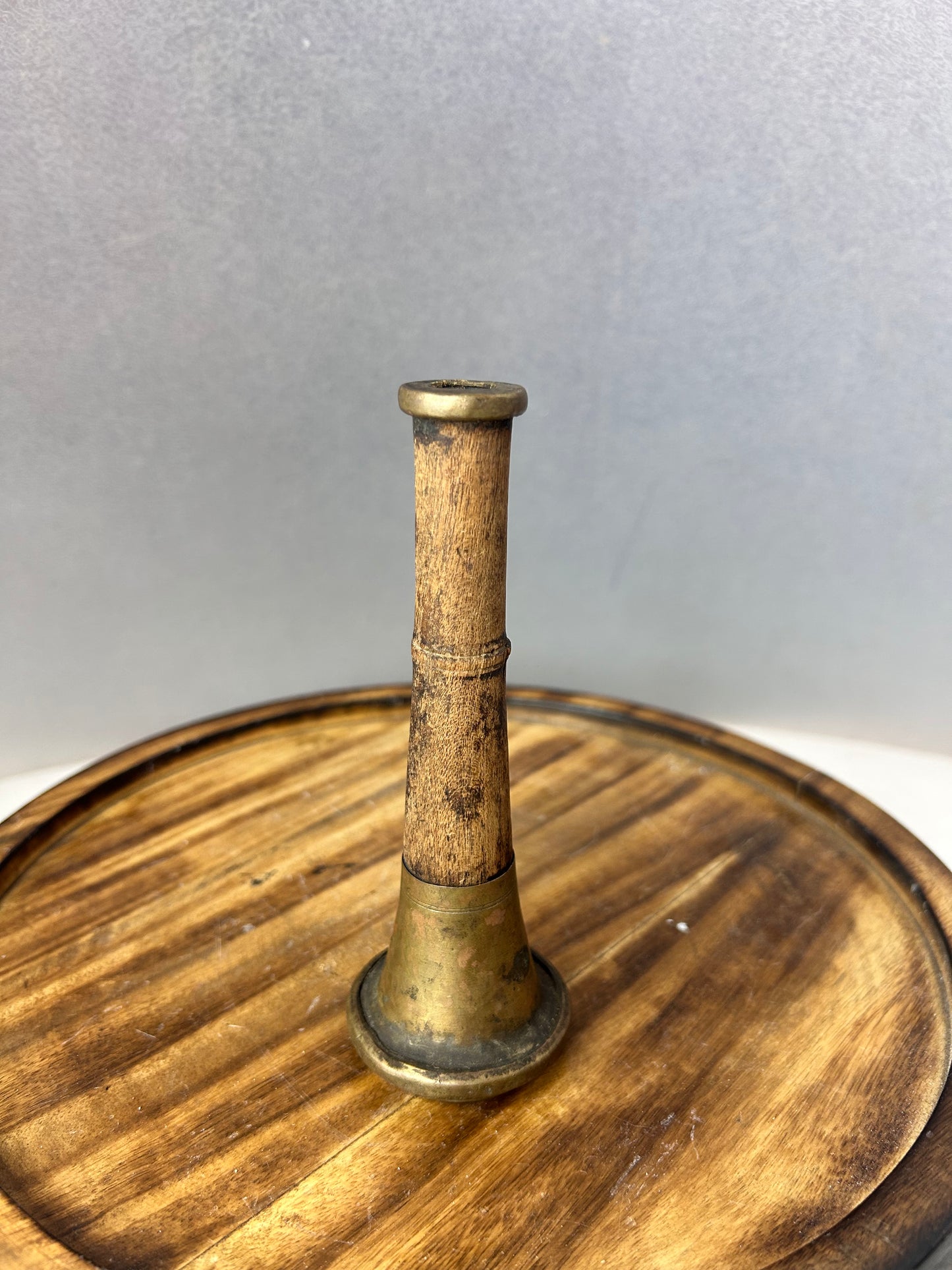 Vintage terracotta Brass and wood made smoking pipe