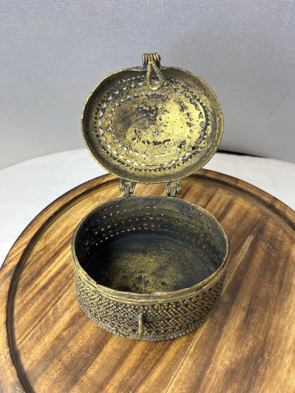 Vintage Rare Bronze cast jali box or Gowri Pettige or saligrama box