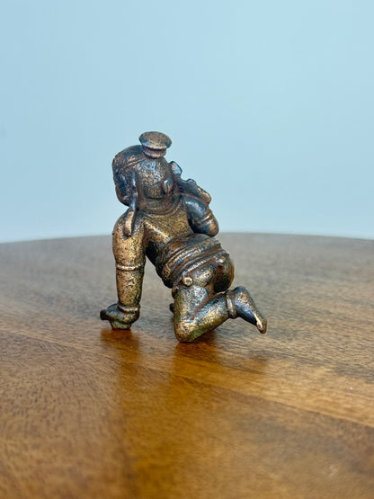 Crawling krishna - bronze idol