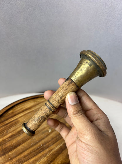 Vintage terracotta Brass and wood made smoking pipe
