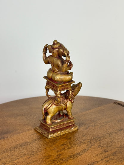 Lord Ganesha on Mooshika Vahana - Museum replicated copper idol