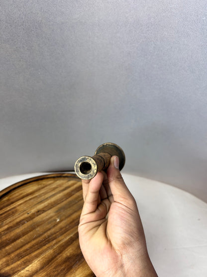 Vintage terracotta Brass and wood made smoking pipe