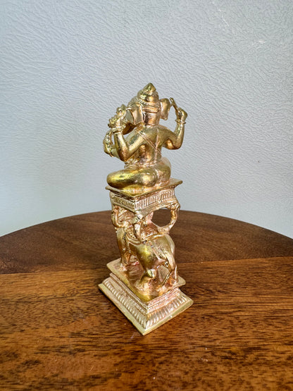 Ganesha Sitting On Moshika Vahana - prasiddh idols presents Panchaloha idol