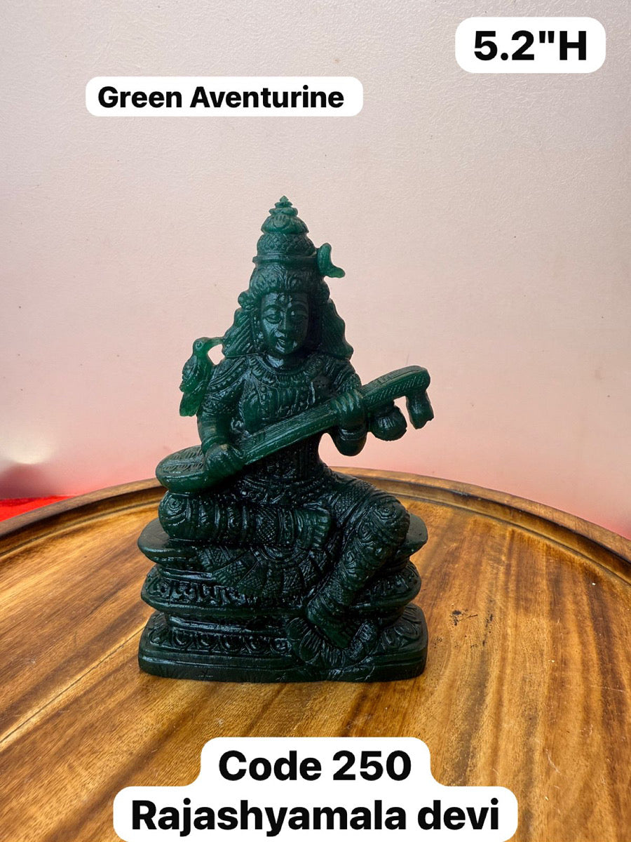 Green Aventurine Rajashyamala Devi - Prasiddh Idols Presents Stone Art