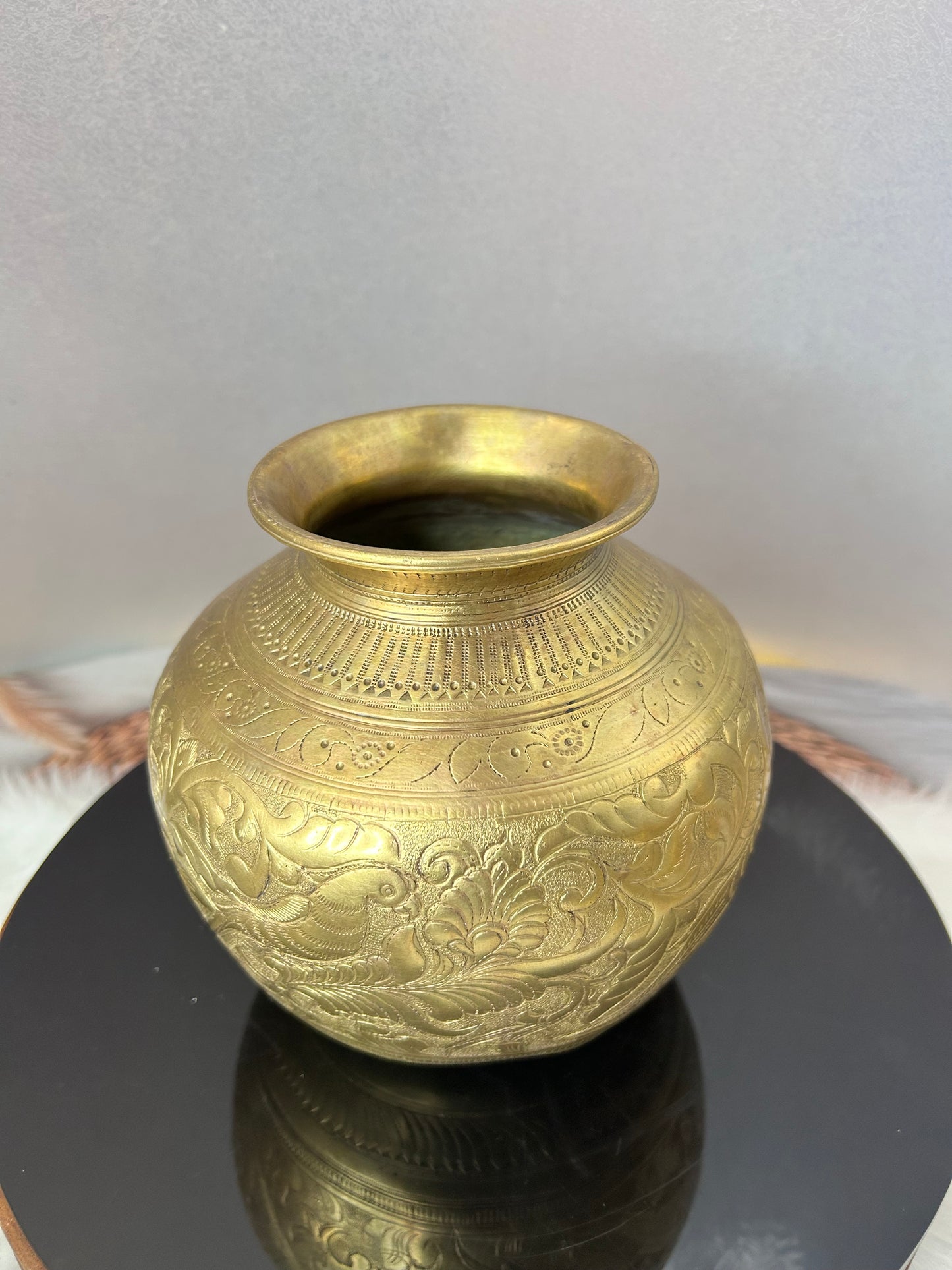 Vintage brass rare design pot
