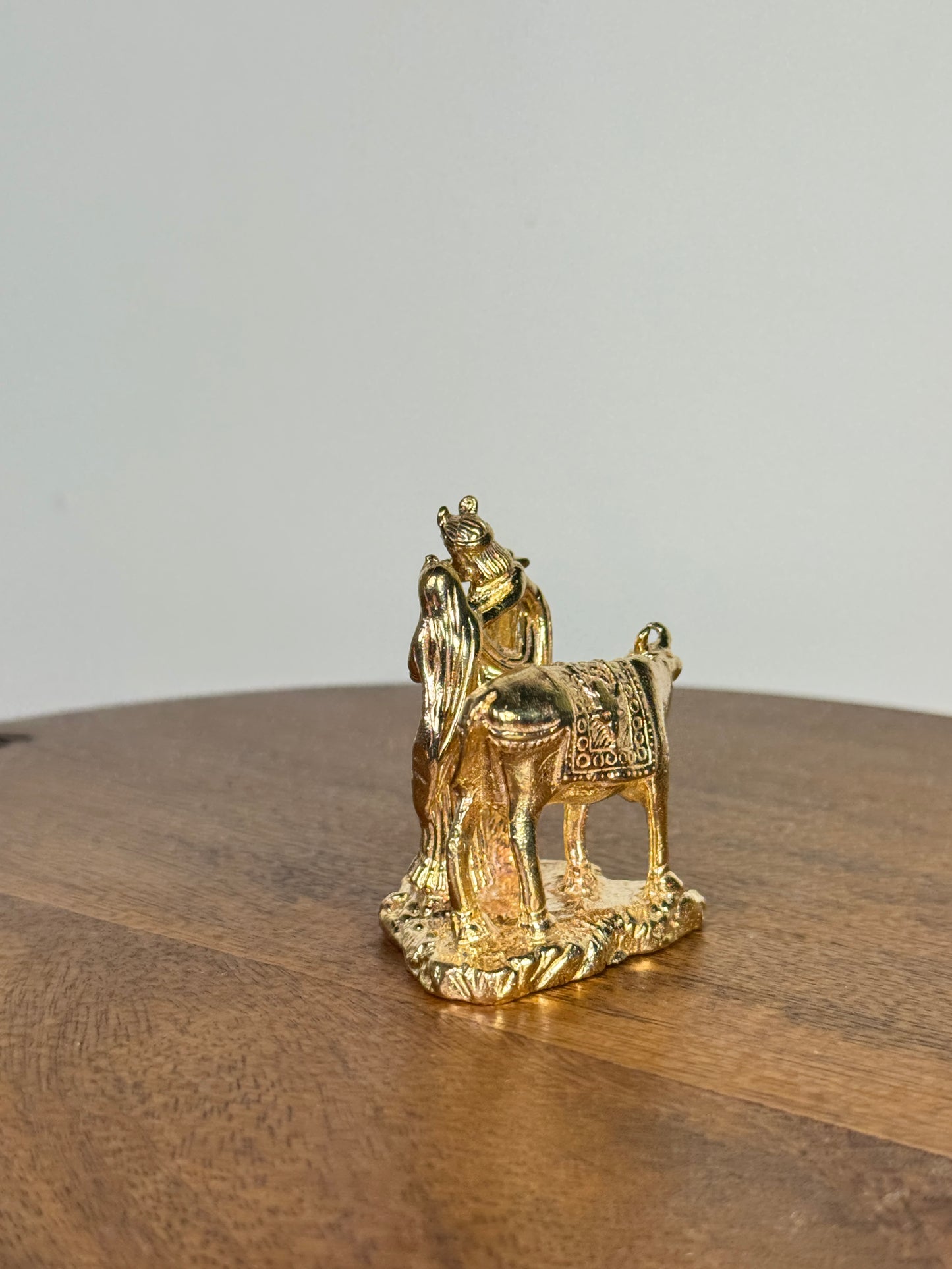 Radha Krishna idol with cow made of panchaloha