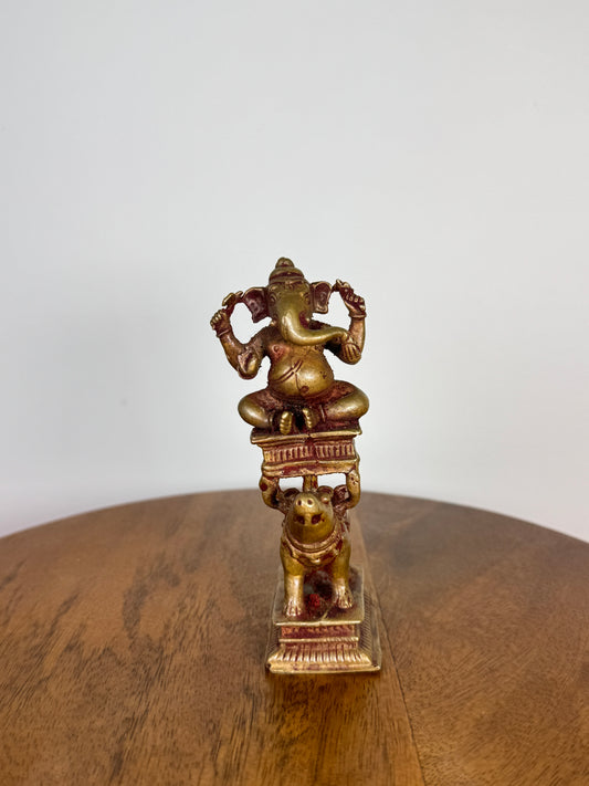 Lord Ganesha on Mooshika Vahana - Museum replicated copper idol