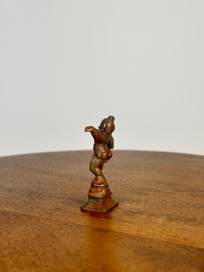 Miniature butter ball krishna - museum replicated copper idol