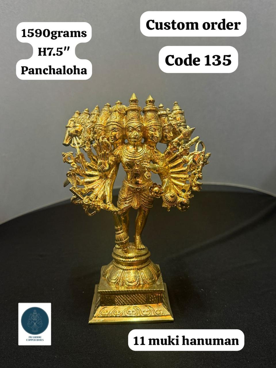 11 Muki Hanuman - Prasiddh Idols Presents Panchaloha Idol (Custom Made)