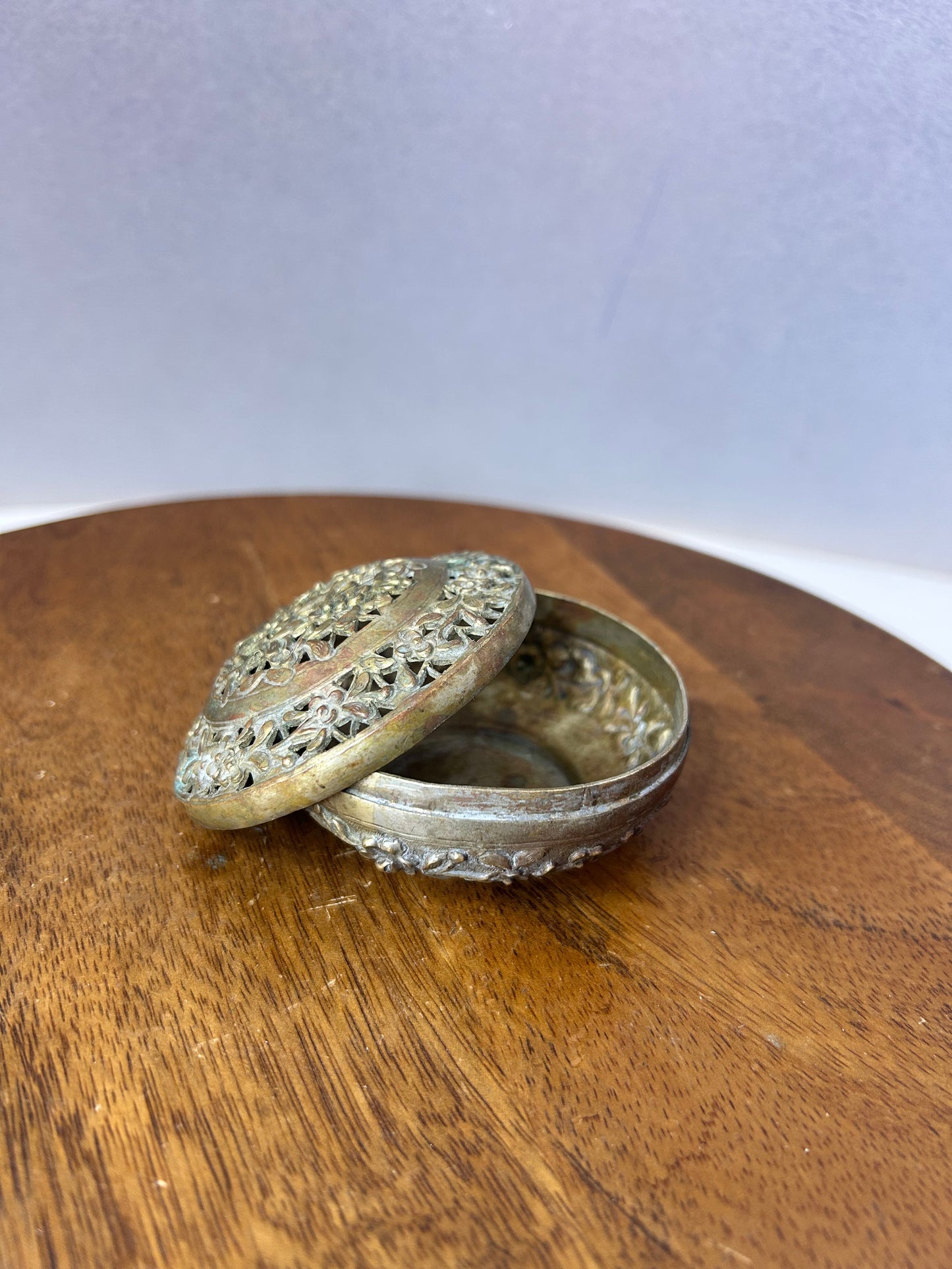 Brass made miniature jali cut jewellery box