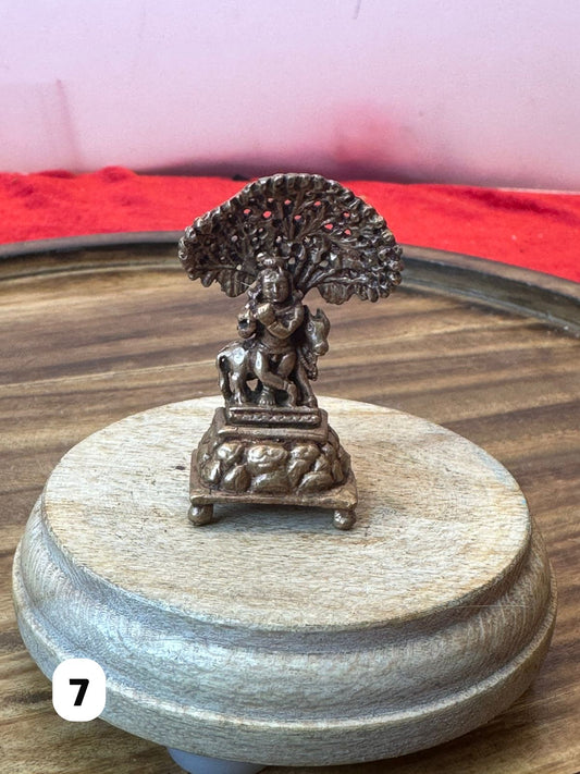 Lord Krishna with cow - Copper made museum replicated idol