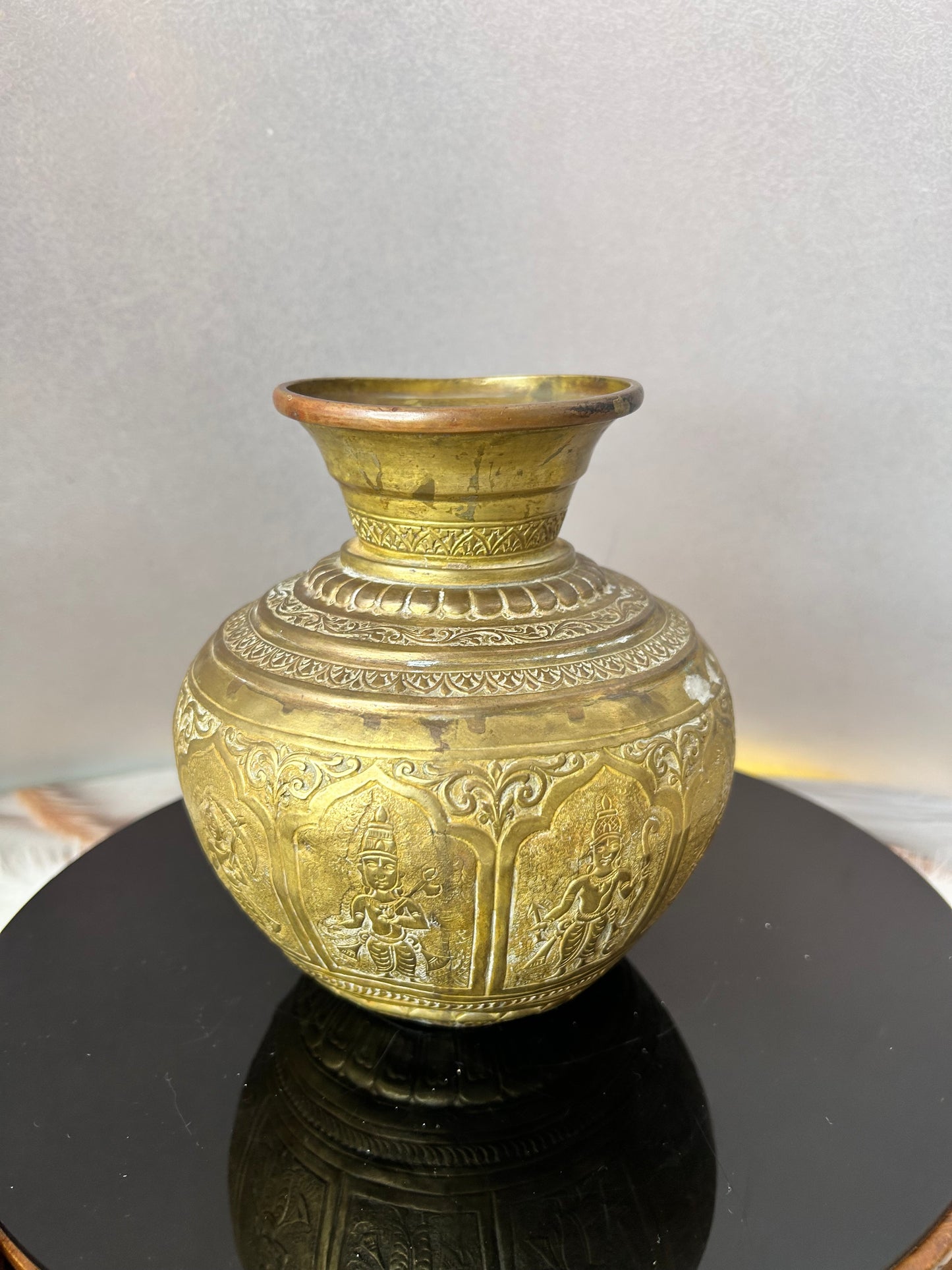 Vintage brass made dashavatara kalasa pot