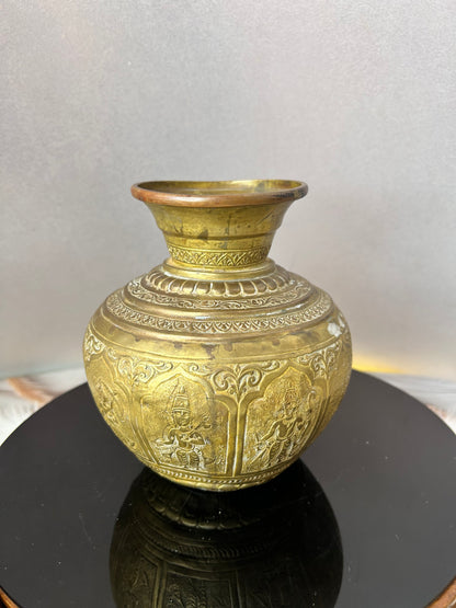 Vintage brass made dashavatara kalasa pot