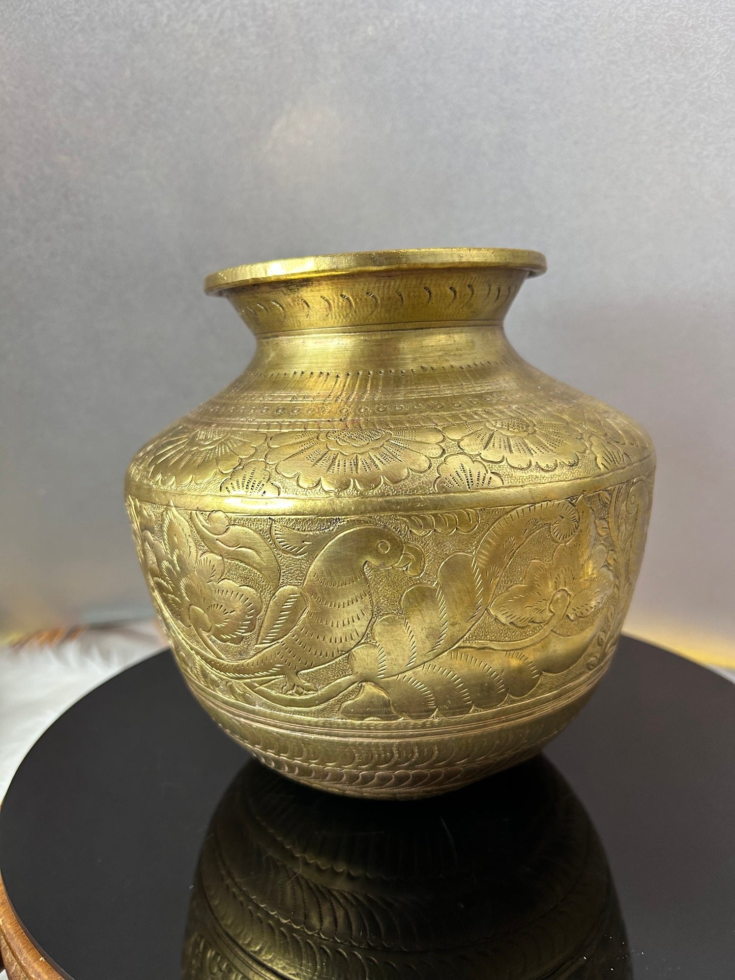 Vintage brass cast rare design pot